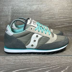 Saucony Jazz Low Pro Teal White Gray Suede Women’s Sz 9 Low Top Lace Up Sneakers